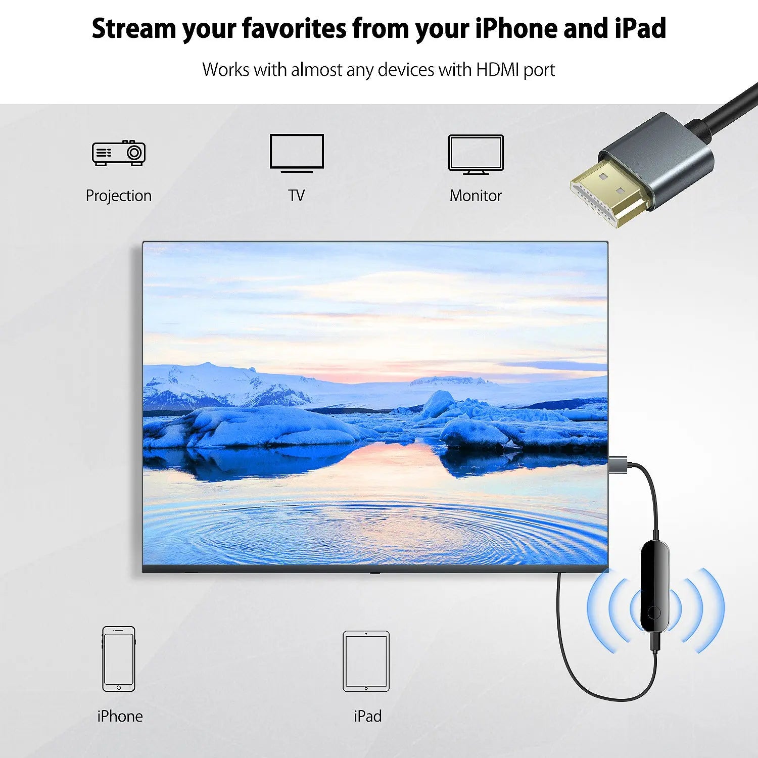 Ishare HDMI Wireless Adapter for Ios, Stream to Display