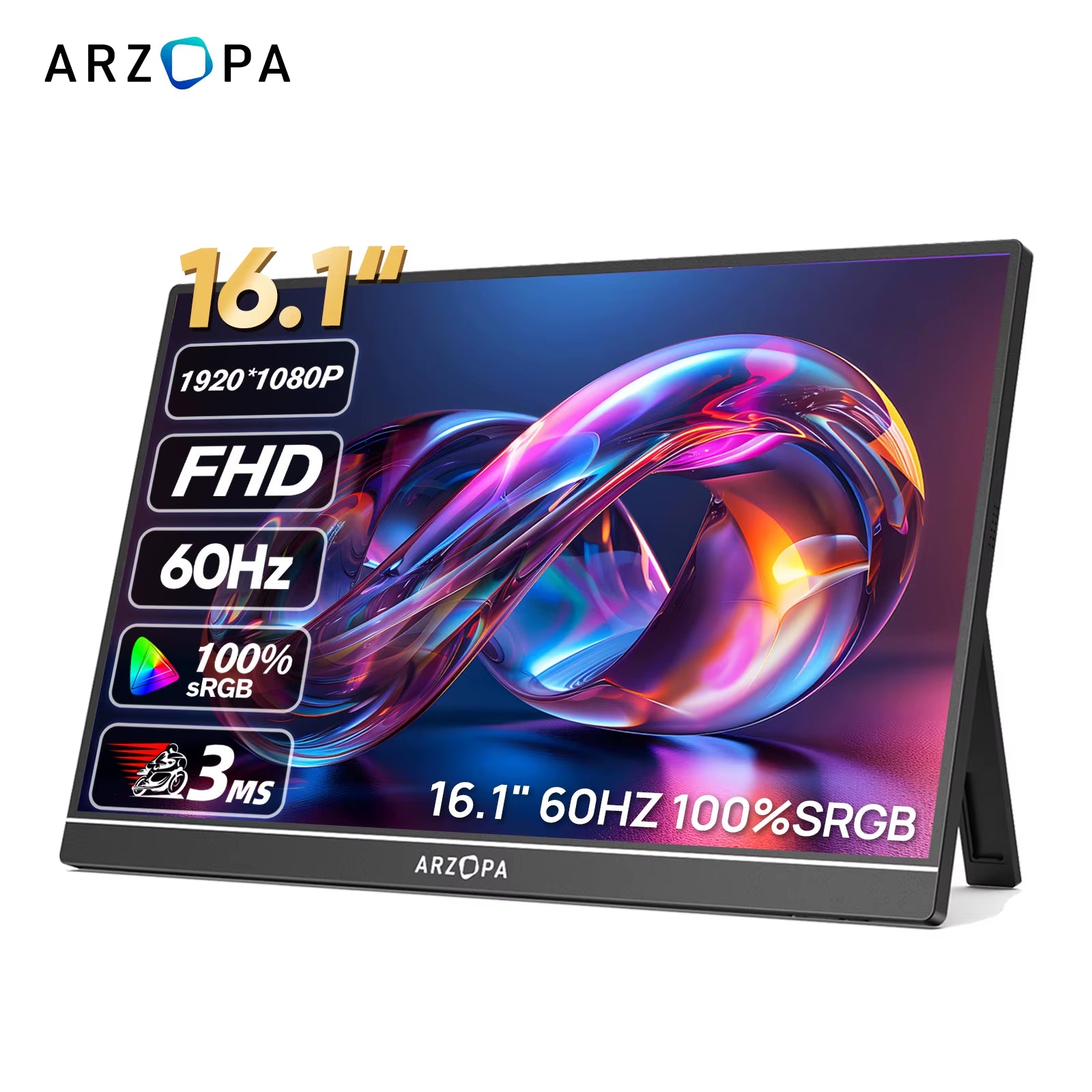 16.1'' 100% Srgb Portable Monitor FHD1080P IPS Screen Second Monitor External Screen for MAC Laptop PC Xbox/Ps/Switch,Z1C
